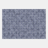 Marineblauw en Zilver Geometrische Patronen Elegan Inpakpapier Vel (Voorkant)