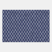 Marineblauw en Zilver Geometrische Patronen Elegan Inpakpapier Vel (Voorkant 3)