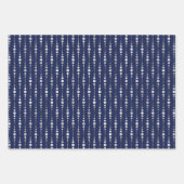 Marineblauw en Zilver Geometrische Patronen Elegan Inpakpapier Vel (Voorkant)