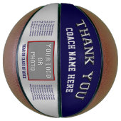 Marineblauw en Zilver, Gepersonaliseerde Basketbal (Verticaal)