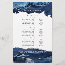 Marineblauw en Zilveren Agaat Edelsteen Bedrijfs- Flyer