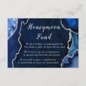 Marineblauw en Zilveren Agaten Huwelijksreis Fonds Informatiekaartje (Voorkant)