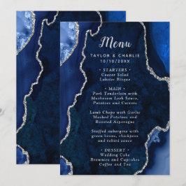 Marineblauw en Zilveren Agaten Trouwmenu Menu
