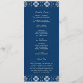  marineblauw en zilveren decobruiloft programmakaart (Achterkant)