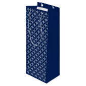 Marineblauw en zilveren geometrische vormen wijn cadeautas (Achterkant Gekanteld)