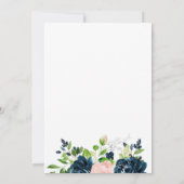 Marineblauw en zwarte roze waterverf bruiloft kaart (Achterkant)