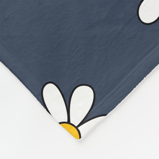 Marineblauw Esthetisch Botanisch Bloemen Daisy Pat Fleece Deken (Hoek)