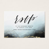 Marineblauw Etherische Mist Website RSVP Plaats Ka Visitekaartje (Voorkant)
