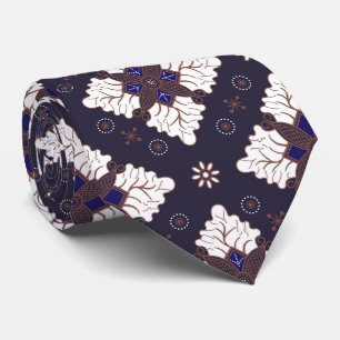 Marineblauw etnisch damast batik naadloos patroon stropdas