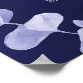 Marineblauw eucalyptus bruiloft programma tijdlijn poster (Hoek)
