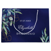 Marineblauw eucalyptus groen bruidsmeisje bruiloft groot cadeauzakje (Voorkant)