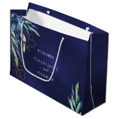 Marineblauw eucalyptus groen bruiloft groot cadeauzakje (Voorkant Gekanteld)