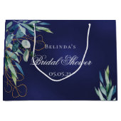 Marineblauw eucalyptus groen vrijgezellenfeest groot cadeauzakje (Voorkant)