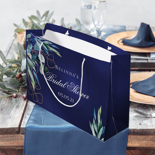 Marineblauw eucalyptus groen vrijgezellenfeest groot cadeauzakje