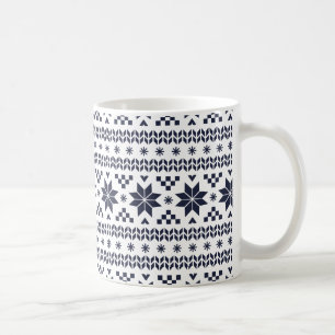 Marineblauw Fair Isle patroon Koffiemok