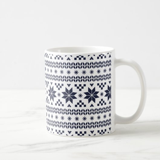 Marineblauw Fair Isle patroon Koffiemok (Rechts)