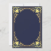  marineblauw faux goud elegant script bruiloft kaart (Achterkant)
