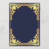 marineblauw faux goud elegant script bruiloft kaart (Achterkant)