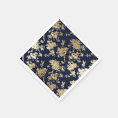 Marineblauw faux goud shabby  chique bloemig servet (Hoek)