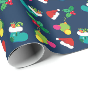 Marineblauw Festive Kerstmis Cadeaupapier