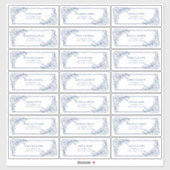  marineblauw Floral Line Art gastadres Sticker (Vel)