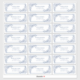  marineblauw Floral Line Art gastadres Sticker