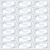  marineblauw Floral Line Art gastadres Sticker (Voorkant)