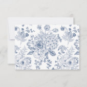  marineblauw (Floral Line) Art QR-code RSVP Kaartje (Achterkant)