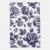 Marineblauw Floral  Theedoek (Verticaal)
