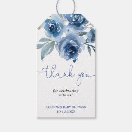 Marineblauw floreel waterverf elegant Favor Tags Cadeaulabel