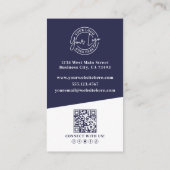 Marineblauw Foto QR Code Logo Verticaal Visitekaartje (Achterkant)