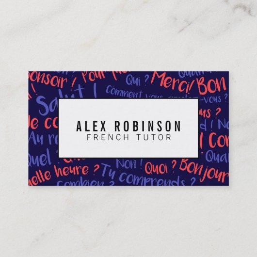 Marineblauw frans visitekaartje (Voorkant)