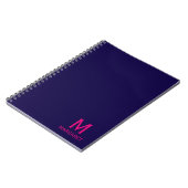 Marineblauw & fuchsia monogram naam modern notitieboek (Linkerzijde)