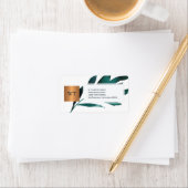 Marineblauw gebladerte metallisch koper vierkant m etiket (Insitu)