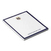 Marineblauw geborsteld gouden monogramnotitieblok notitieblok (Schuin)