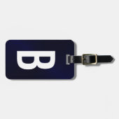 Marineblauw geborsteld Metallic Monogram Initiaal Bagagelabel (Voorkant horizontaal)