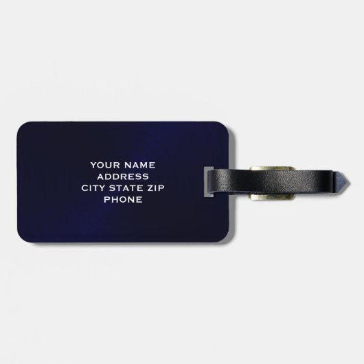 Marineblauw geborsteld Metallic Monogram Initiaal Bagagelabel (Achterkant horizontaal)