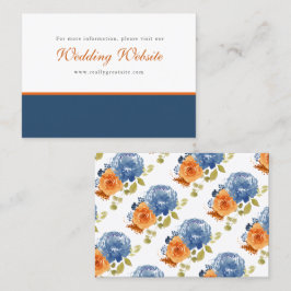 Marineblauw gebrand Sinaasappel Bloemen Boho Weddi Visitekaartje