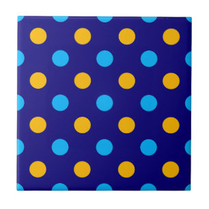 Marineblauw Geel Cyaan Stippen Design Tegeltje