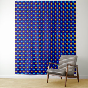 Marineblauw Geel Cyaan Stippen Ontwerp  Wandkleed