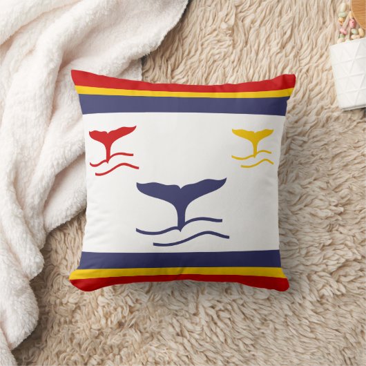 marineblauw , geel en rode walvis heeft wit kussen (Deken)