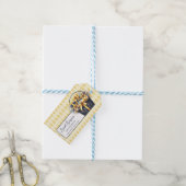 Marineblauw geel geschenkmand cadeaulabel (Met Touw)