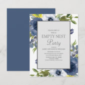 Marineblauw Geel Wit Bloemmotief Bladeren Empty Ne Kaart (Voorkant / Achterkant)