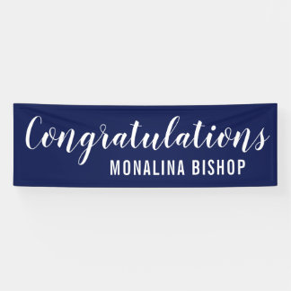 Marineblauw | Gefeliciteerd | Afstuderen | Spandoek