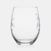 Marineblauw gelukkig ooit na bruiloft wijnglas zonder voet (Rechts)