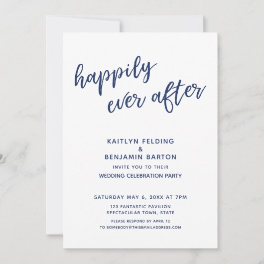 Marineblauw Gelukkig voor Altijd Informele Moderne Kaart (Voorkant)