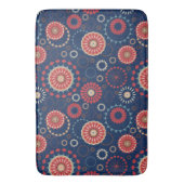 Marineblauw Geometrisch Patroon Badmat (Voorkant Verticaal)