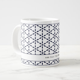 Marineblauw geometrisch patroon op wit grote koffiekop