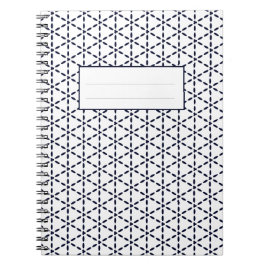 Marineblauw geometrisch patroon op wit notitieboek
