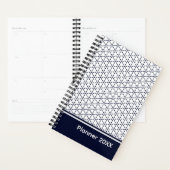 Marineblauw geometrisch patroon op wit planner (Display)